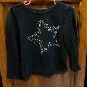 Black long sleeve sparkly star toddler girl shirt